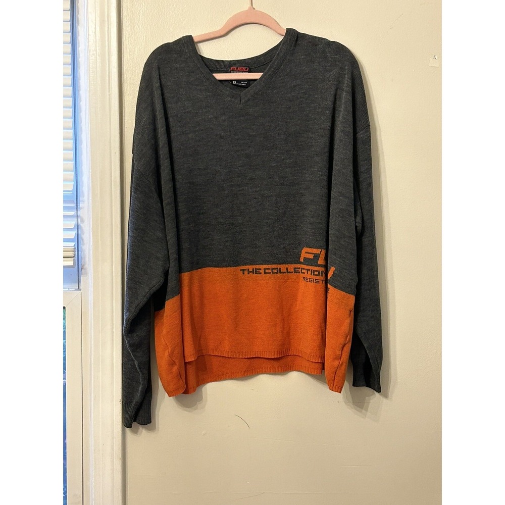 Y2K Vintage FUBU 1990's The Collection Limited Sweater XXL Gray and Orange